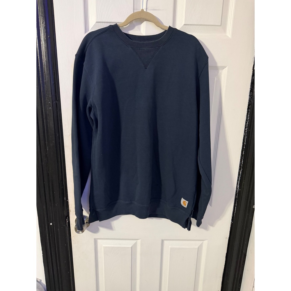 Carhartt Mens Navy Blue Original Fit Crewneck Sweatshirt Size M Logo Patch